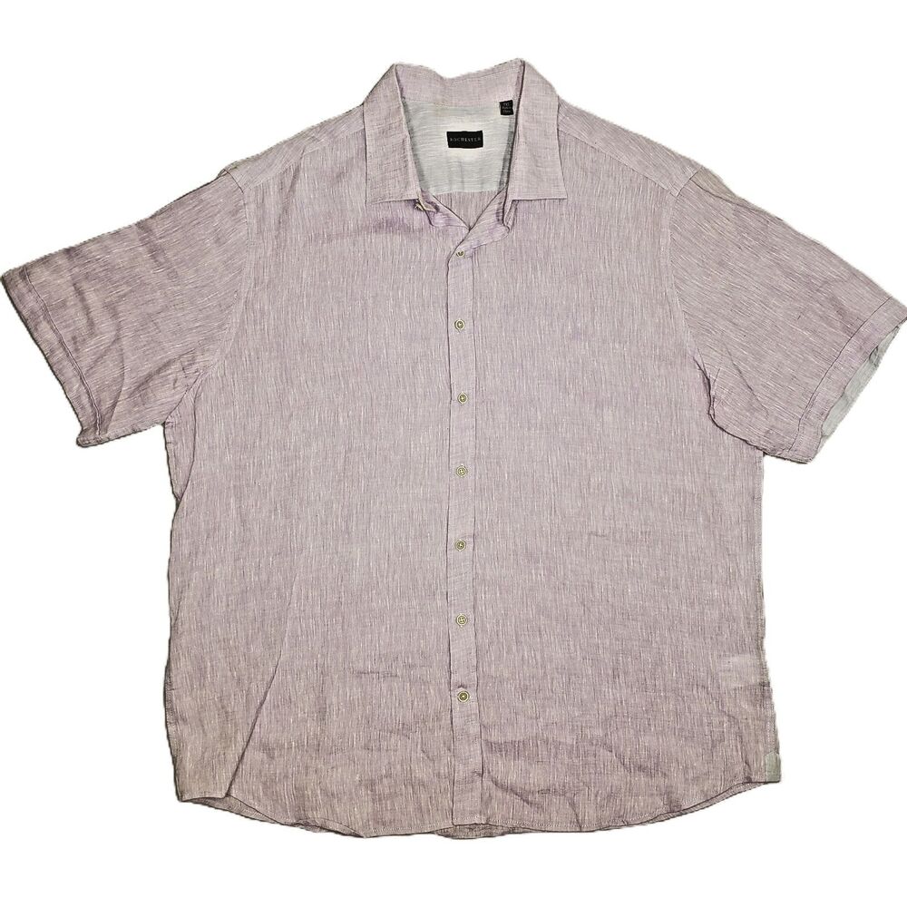 Rochester 100% Linen‎ Shirt Mens XL Purple Short Sleeve